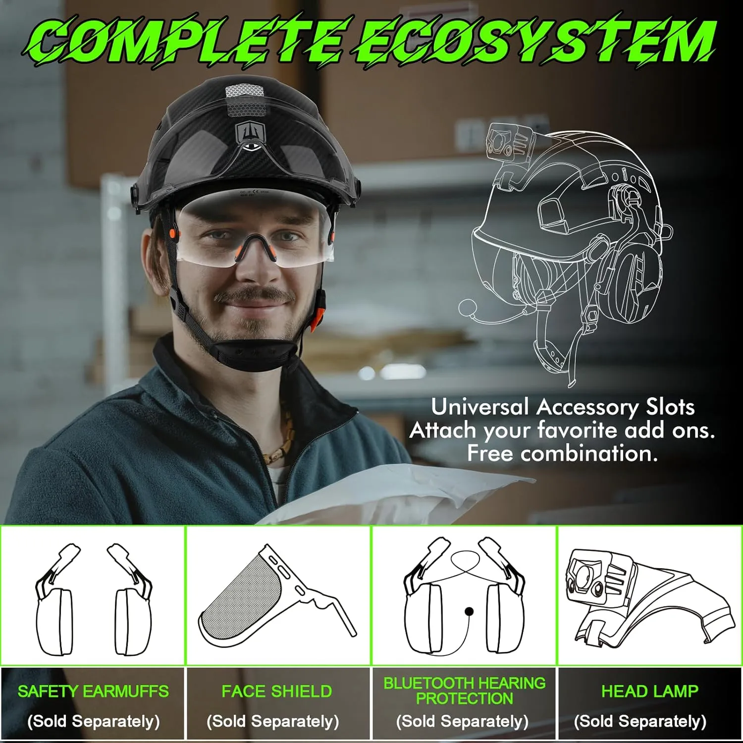 GREEN DEVIL Safety Hard Hat with Tinted & Clear Visor Vented Construction Helmet Cascos de Construccion ABS Work hardhats for Men
