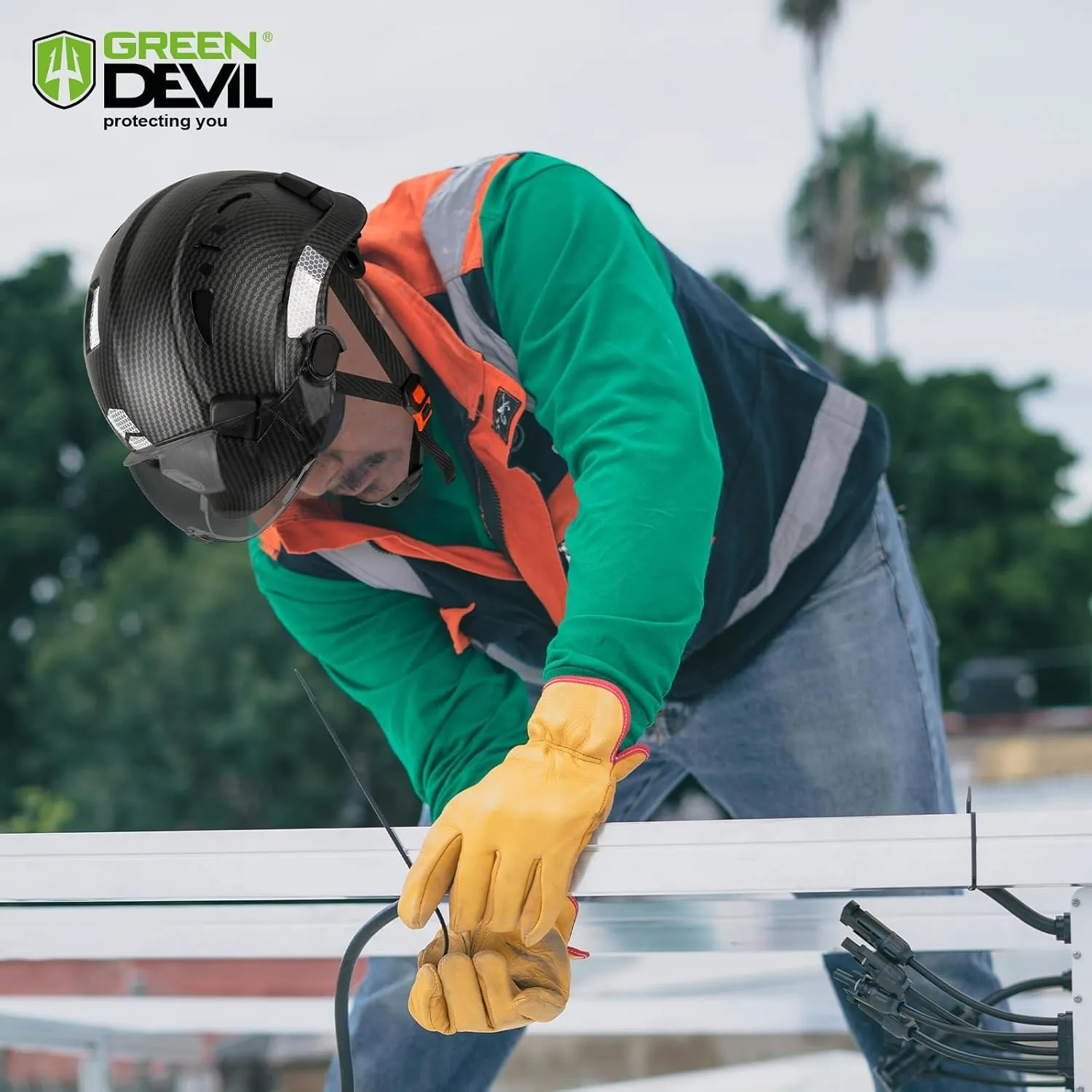 GREEN DEVIL Safety Hard Hat with Tinted & Clear Visor Vented Construction Helmet Cascos de Construccion ABS Work hardhats for Men