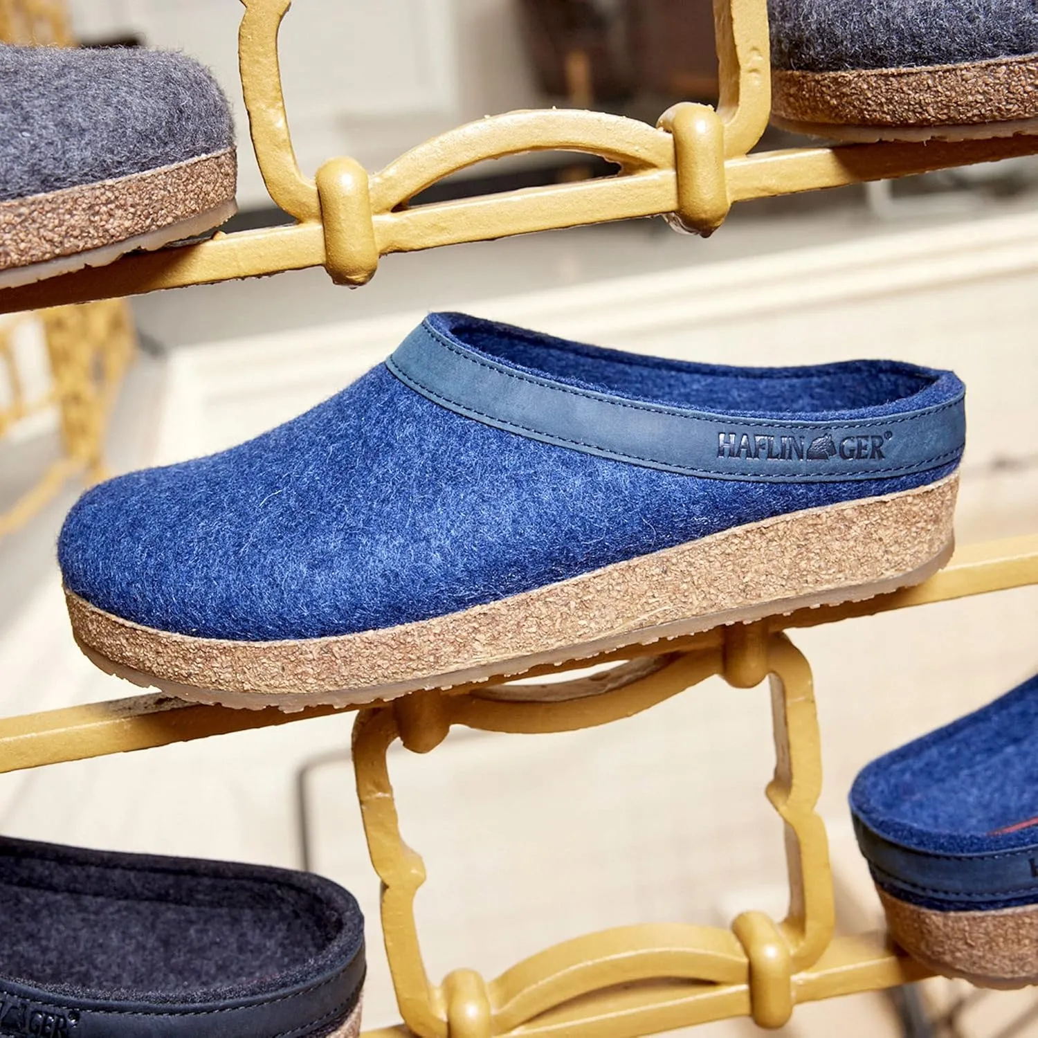 HAFLINGER Men's Wool Felt Open Back Slippers