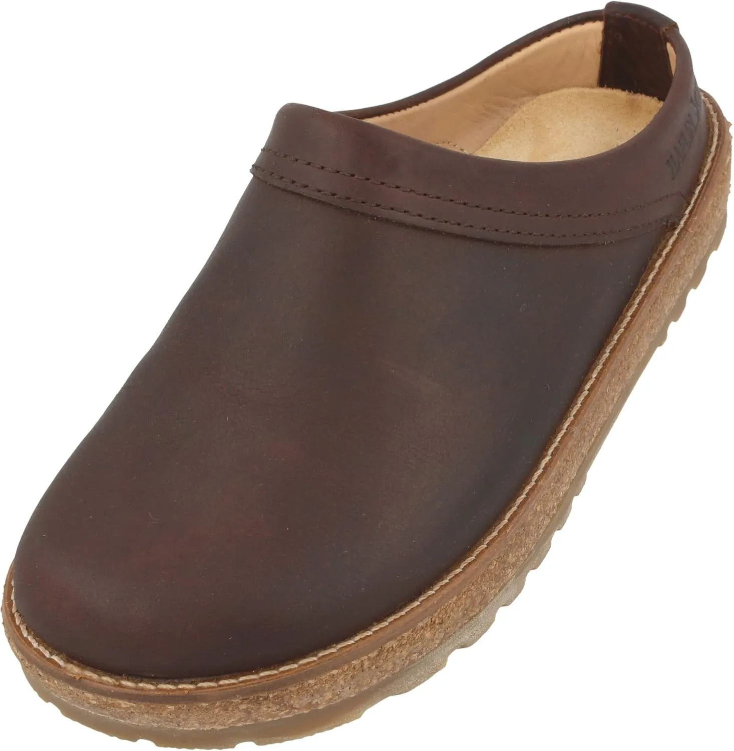 HAFLINGER Travel-Cassic Elegant Clog Leather Rubber Sole and Cork Latex Footbed, Brown 730, 10 Men