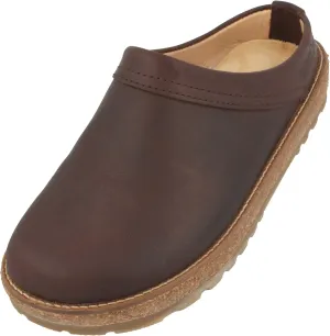 HAFLINGER Travel-Cassic Elegant Clog Leather Rubber Sole and Cork Latex Footbed, Brown 730, 10 Men