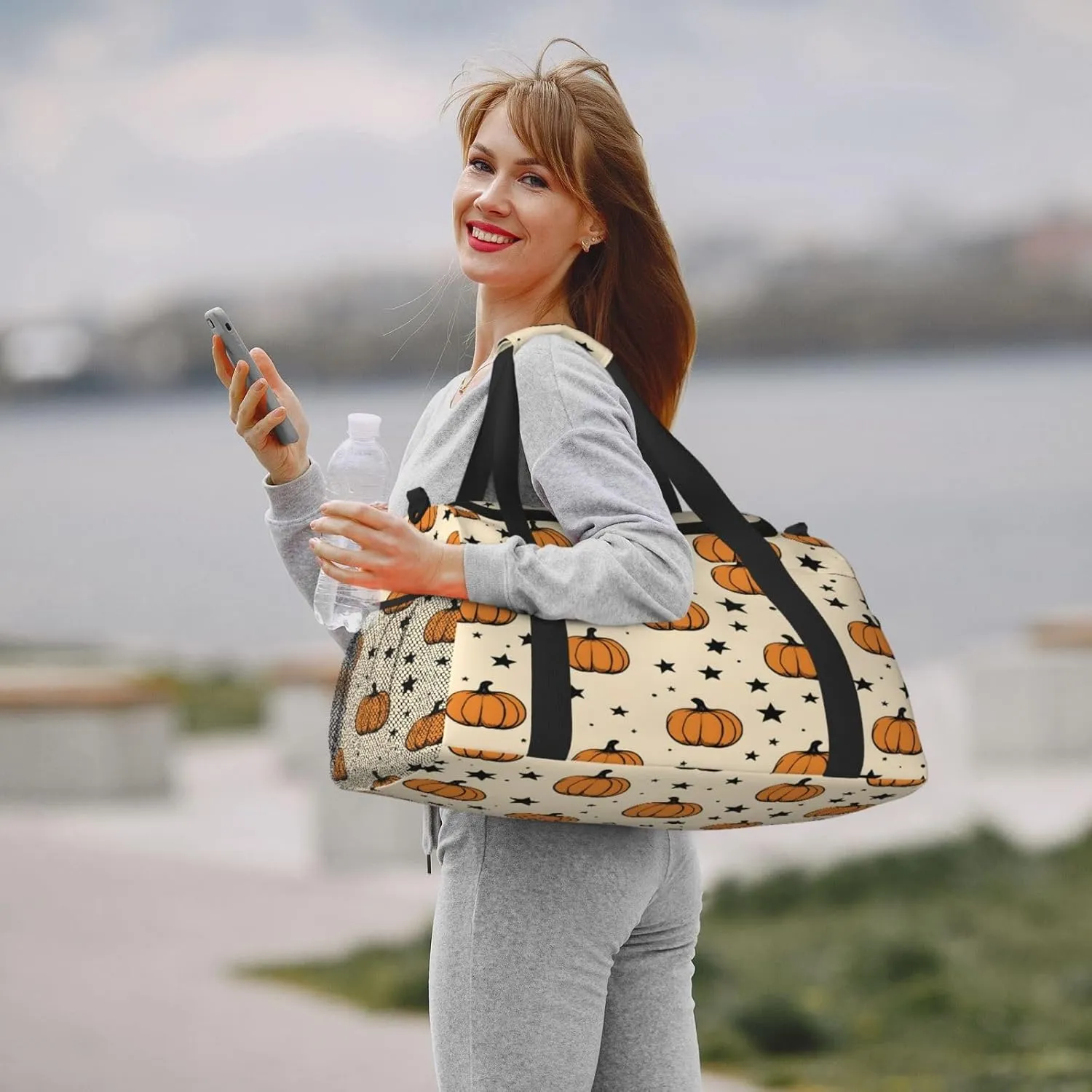 Halloween Pumpkins Travel Duffel Bag with Strap Multi Pockets Sports Bag Handbag Large Shoulder Bag for Gym Weekend Fitness Camping