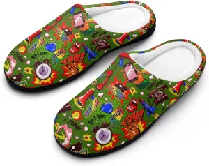 Halloween Slippers For Women Warm Cotton House Slippers Hard Sole Comfy Clog Slippers Slip-On Shoes Indoor Outdoor