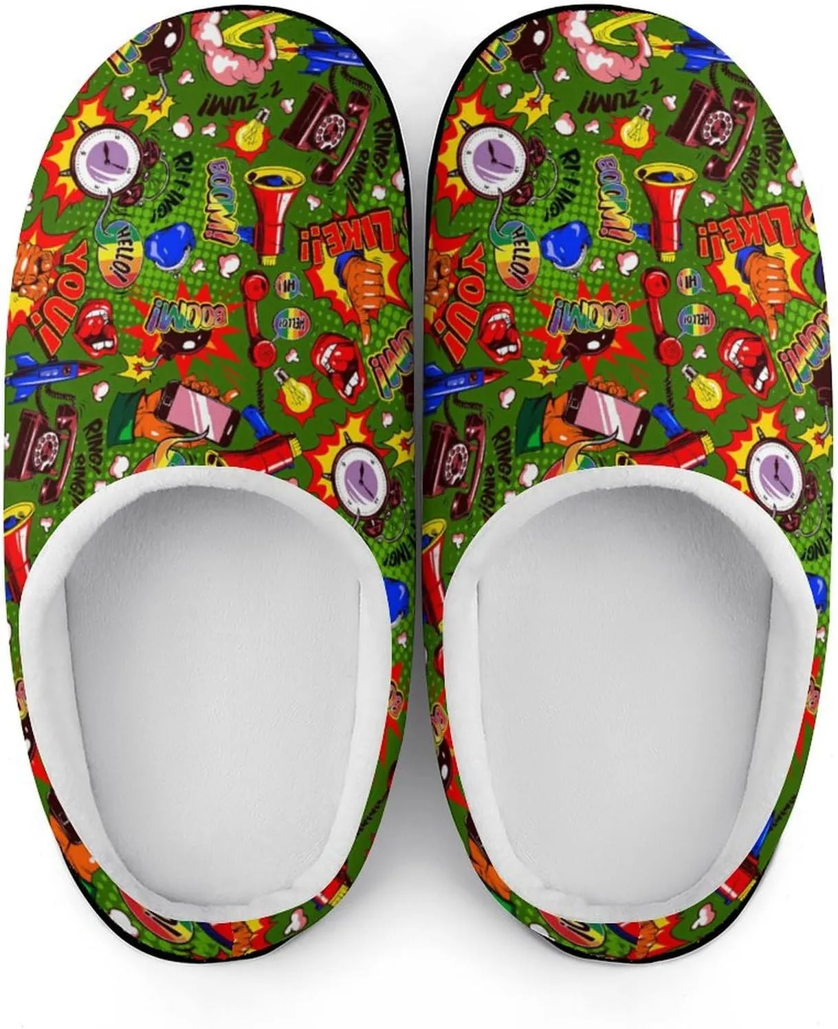Halloween Slippers For Women Warm Cotton House Slippers Hard Sole Comfy Clog Slippers Slip-On Shoes Indoor Outdoor