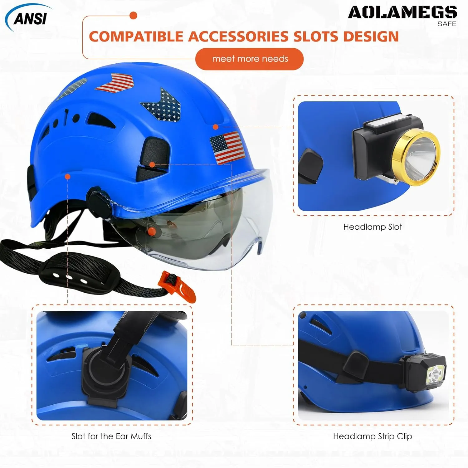 Hard Hats Construction OSHA Approved With Double Visor - Cascos De Construccion Vented Hard Hat With Clear and Tinted Visor Construction Safety Helmet Hat With Chin Straps 6pt Suspension