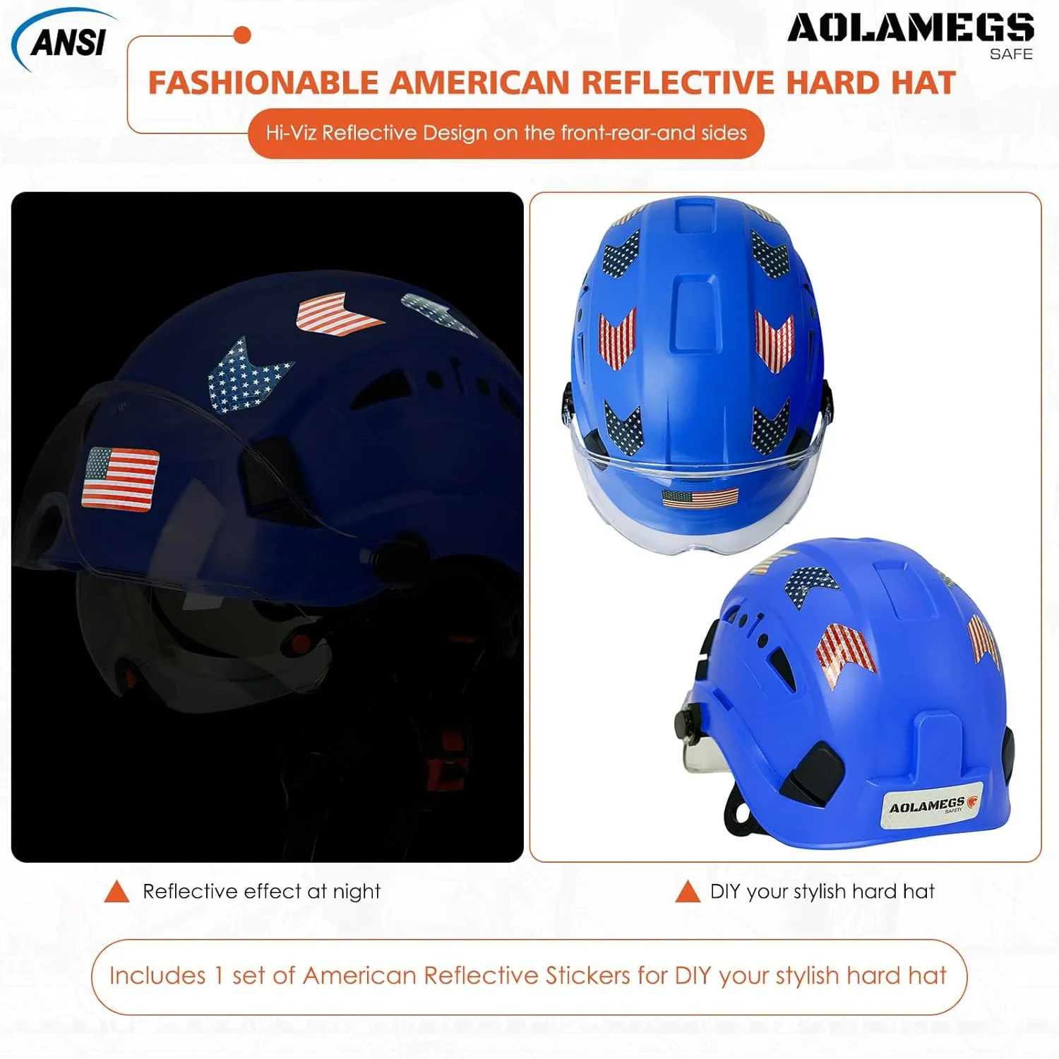 Hard Hats Construction OSHA Approved With Double Visor - Cascos De Construccion Vented Hard Hat With Clear and Tinted Visor Construction Safety Helmet Hat With Chin Straps 6pt Suspension