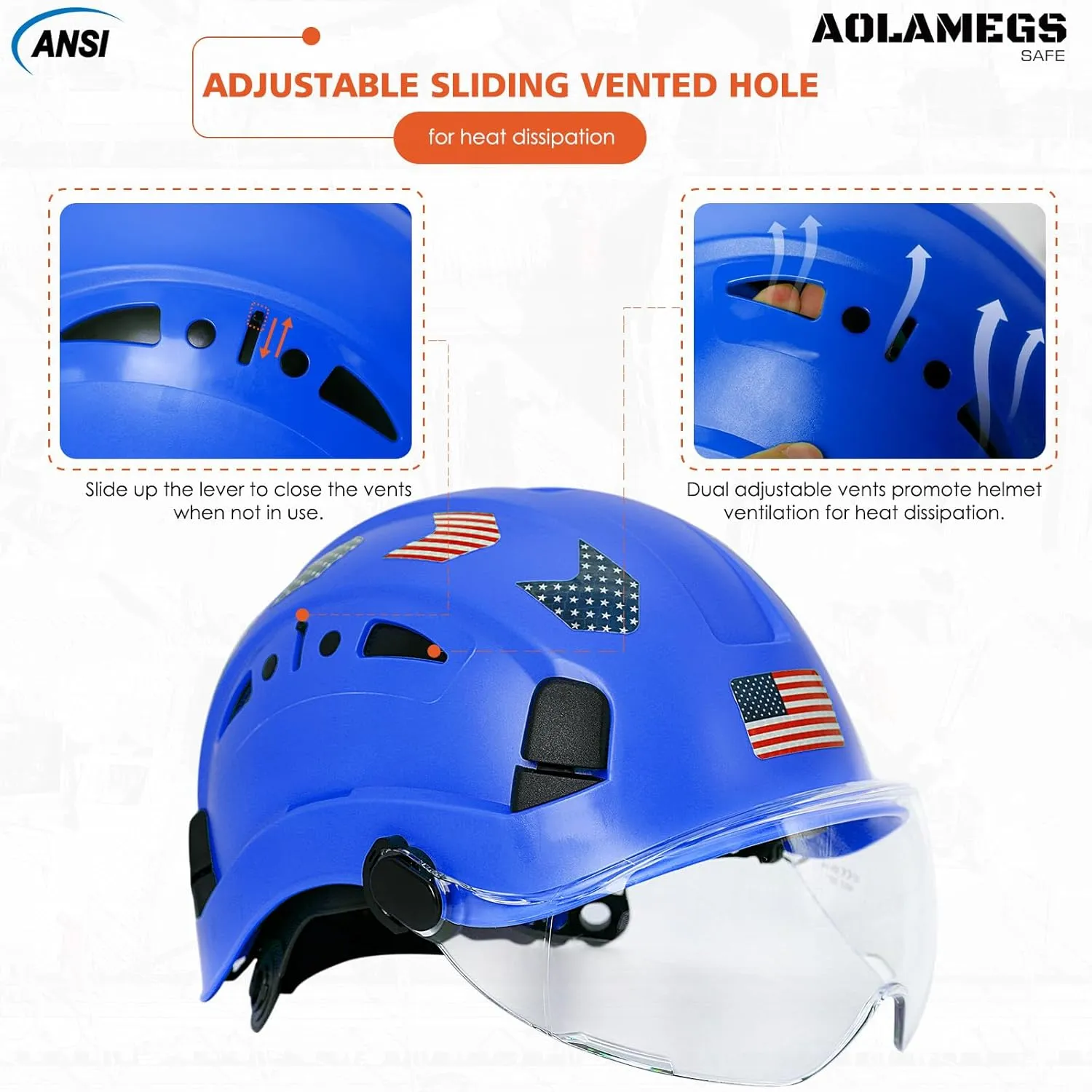 Hard Hats Construction OSHA Approved With Double Visor - Cascos De Construccion Vented Hard Hat With Clear and Tinted Visor Construction Safety Helmet Hat With Chin Straps 6pt Suspension