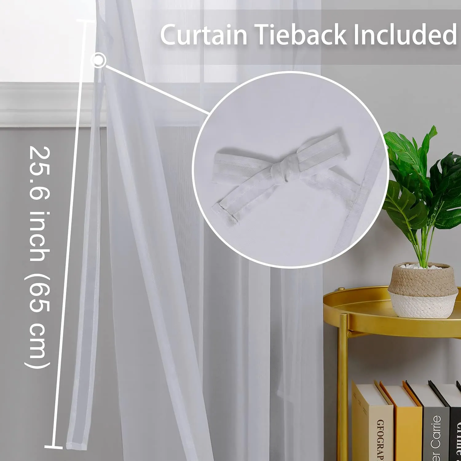 Hiasan Grey Sheer Curtains 84 Inches Long with Tiebacks, Light Filtering Airy Voile Textured Drapes Lightweight Grommet Window Curtains for Bedroom, Living Room, Sliding Door, W52 x L84, 2 Panels