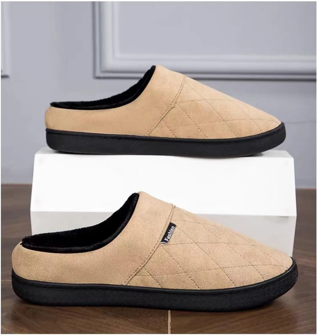 High-Density Mens Clog Slippers Two-Tone Cotton-Blen, Memory Foam bottom Warm House Slippers Suitable for Walking in the Park and Relaxing at Home.