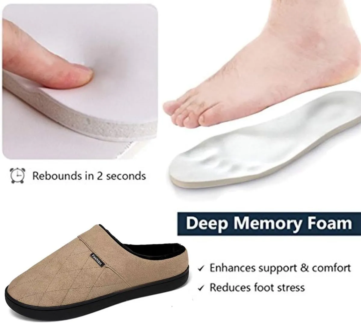 High-Density Mens Clog Slippers Two-Tone Cotton-Blen, Memory Foam bottom Warm House Slippers Suitable for Walking in the Park and Relaxing at Home.