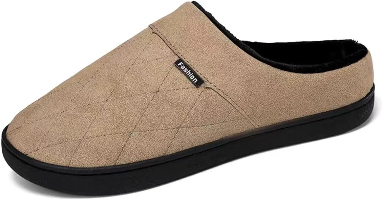 High-Density Mens Clog Slippers Two-Tone Cotton-Blen, Memory Foam bottom Warm House Slippers Suitable for Walking in the Park and Relaxing at Home.