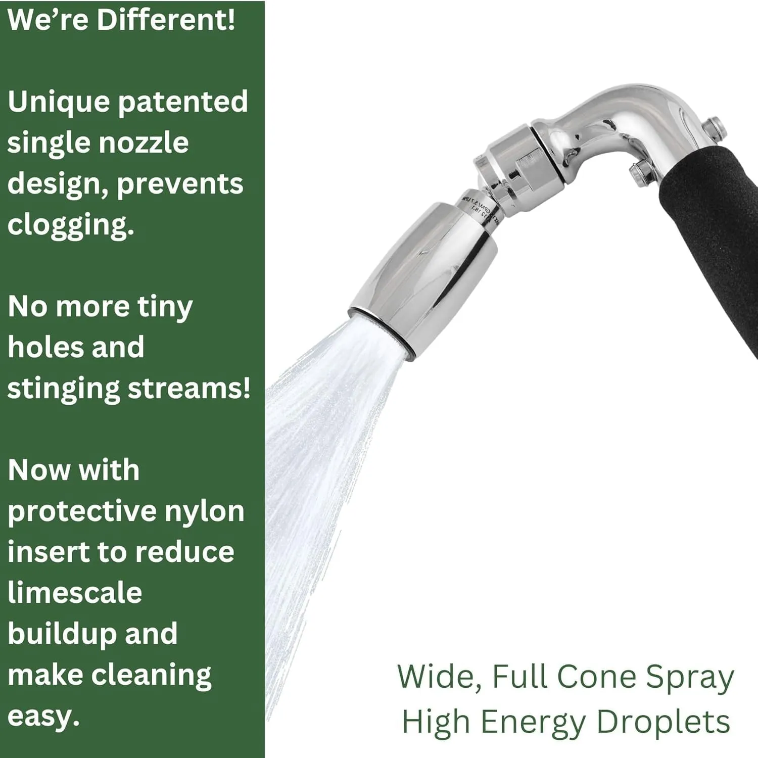 High Sierra Showerheads® - Solid Metal Handheld Shower Head Kit with Slip-Free Grip. Includes Handheld Shower Head, Trickle Valve, Hose with Silicone Inner Tube, and Holder. 2.0 GPM. Oil Rubbed Bronze