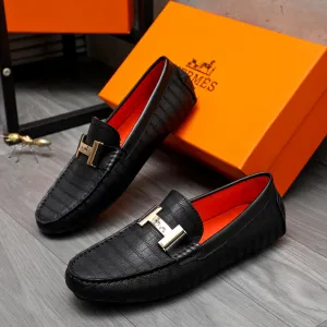 HM H-BUCKLE LOAFER BLACK EMBOSSED CALFSKIN
