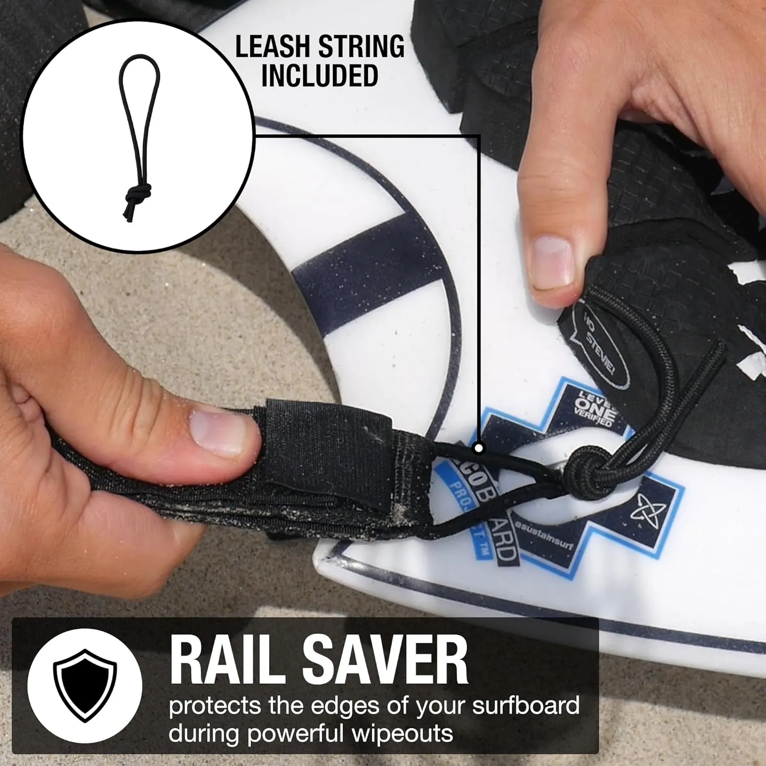 Ho Stevie! Premium Surf Leash [1 Year Warranty] Maximum Strength, Lightweight, Kink-Free, for All Types of Surfboards. 7mm Thick (1/4") 6/7/8/9 Feet