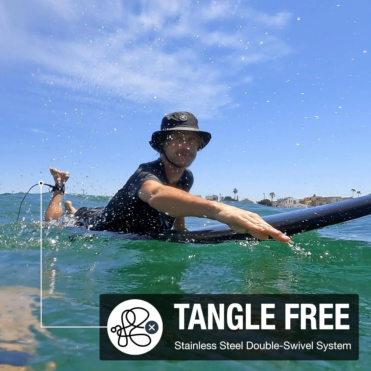 Ho Stevie! Premium Surf Leash [1 Year Warranty] Maximum Strength, Lightweight, Kink-Free, for All Types of Surfboards. 7mm Thick (1/4") 6/7/8/9 Feet