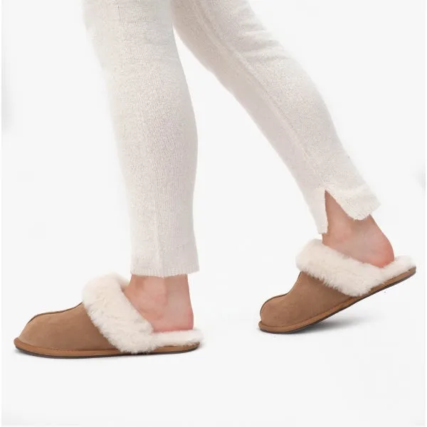 HOS Sheepskin AYLA Womens Real Sheepskin Mule Slippers Chestnut