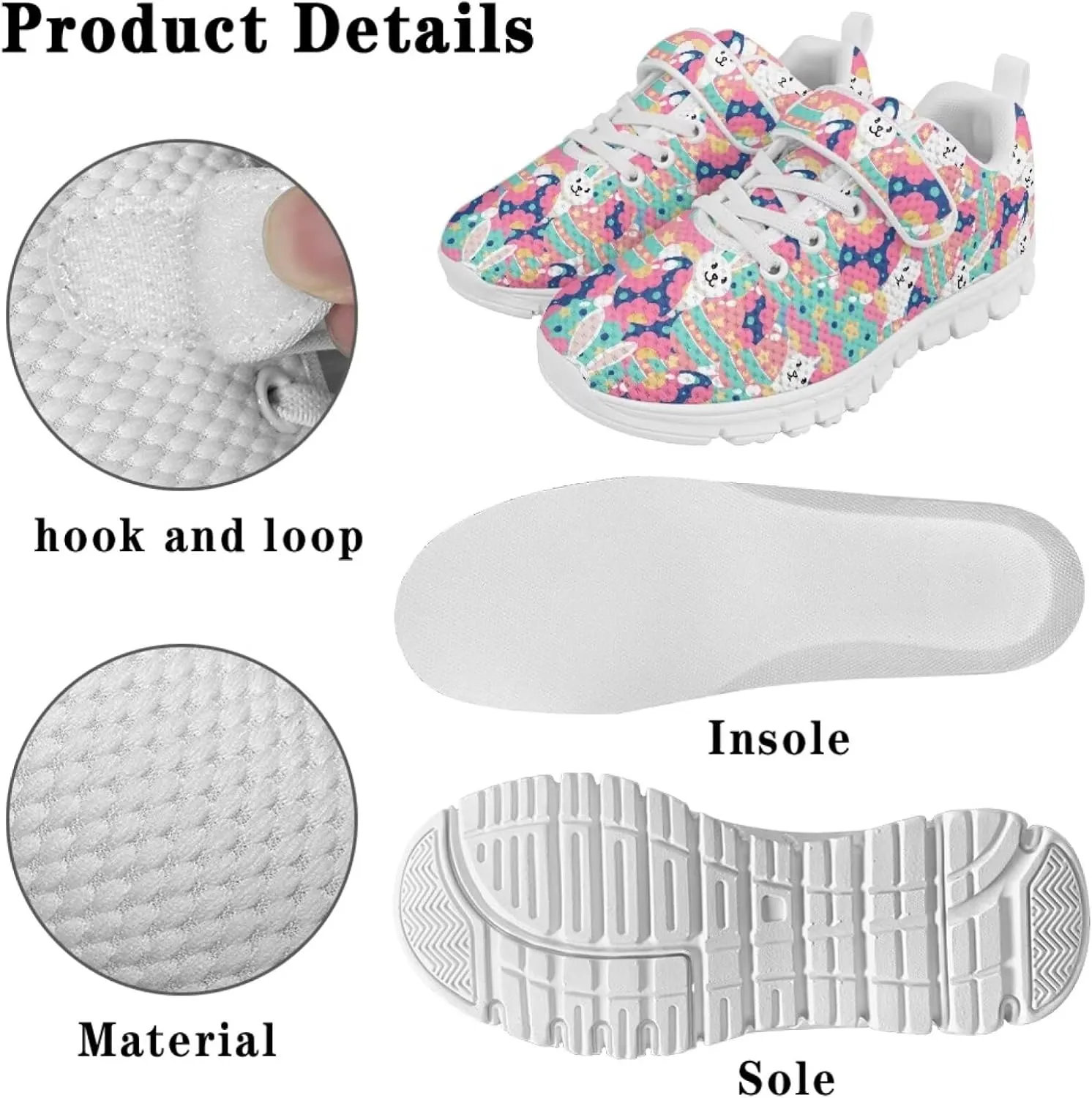 Howilath Easter Bunny Print Kids Sneakers for Boys Girls Mesh Sneakers Sports Tennis Shoes with Non-Slip Sole