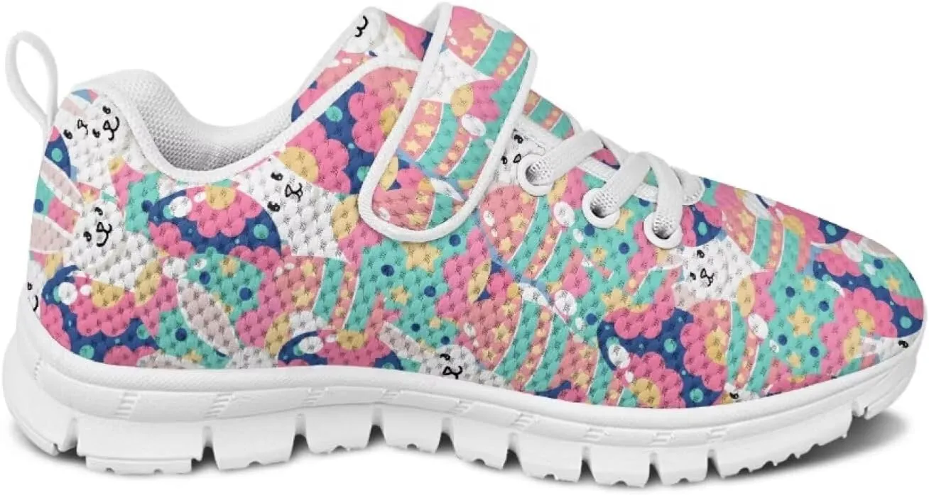 Howilath Easter Bunny Print Kids Sneakers for Boys Girls Mesh Sneakers Sports Tennis Shoes with Non-Slip Sole