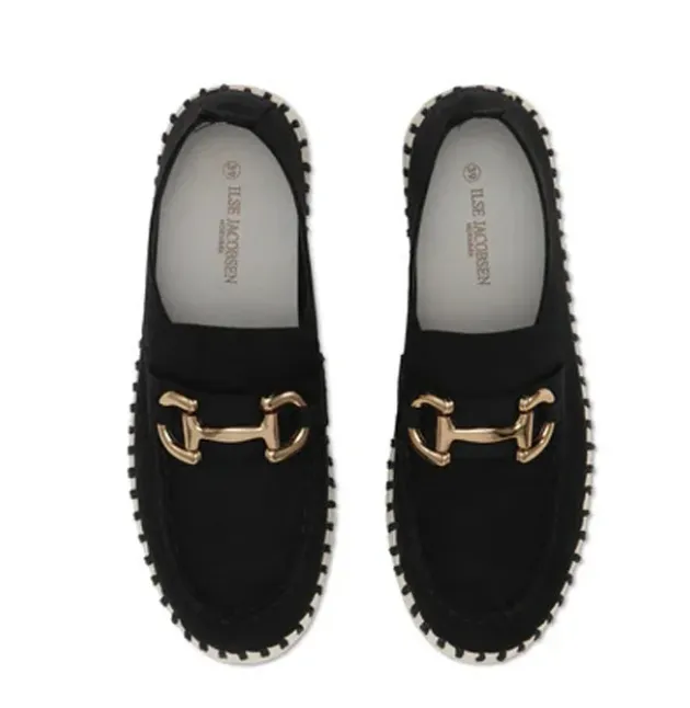 Ilse Jacobsen Black/Gold Buckle Tulip Sneaker