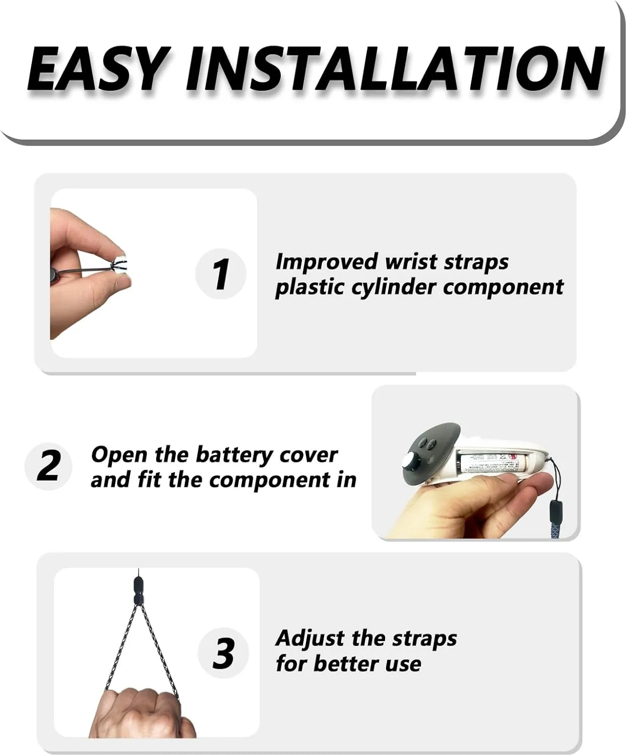 Improved Replacement Wrist Straps for Oculus Quest 3 Gen Controller, Sturdy Comfy Adjustable Hand Strap for Oculus 3, Easy Attach White Resin Stopper for Oculus Controllers