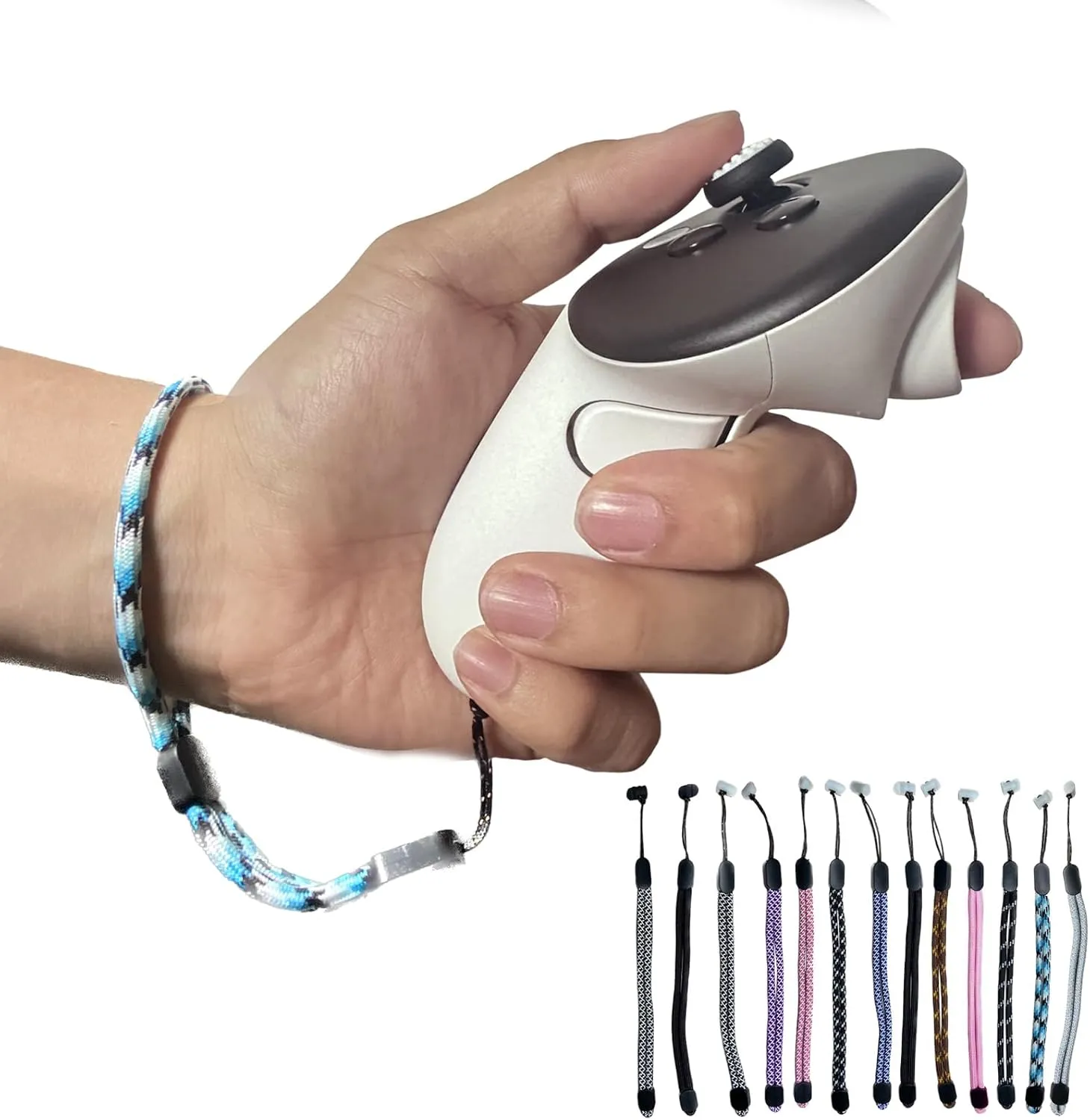 Improved Replacement Wrist Straps for Oculus Quest 3 Gen Controller, Sturdy Comfy Adjustable Hand Strap for Oculus 3, Easy Attach White Resin Stopper for Oculus Controllers