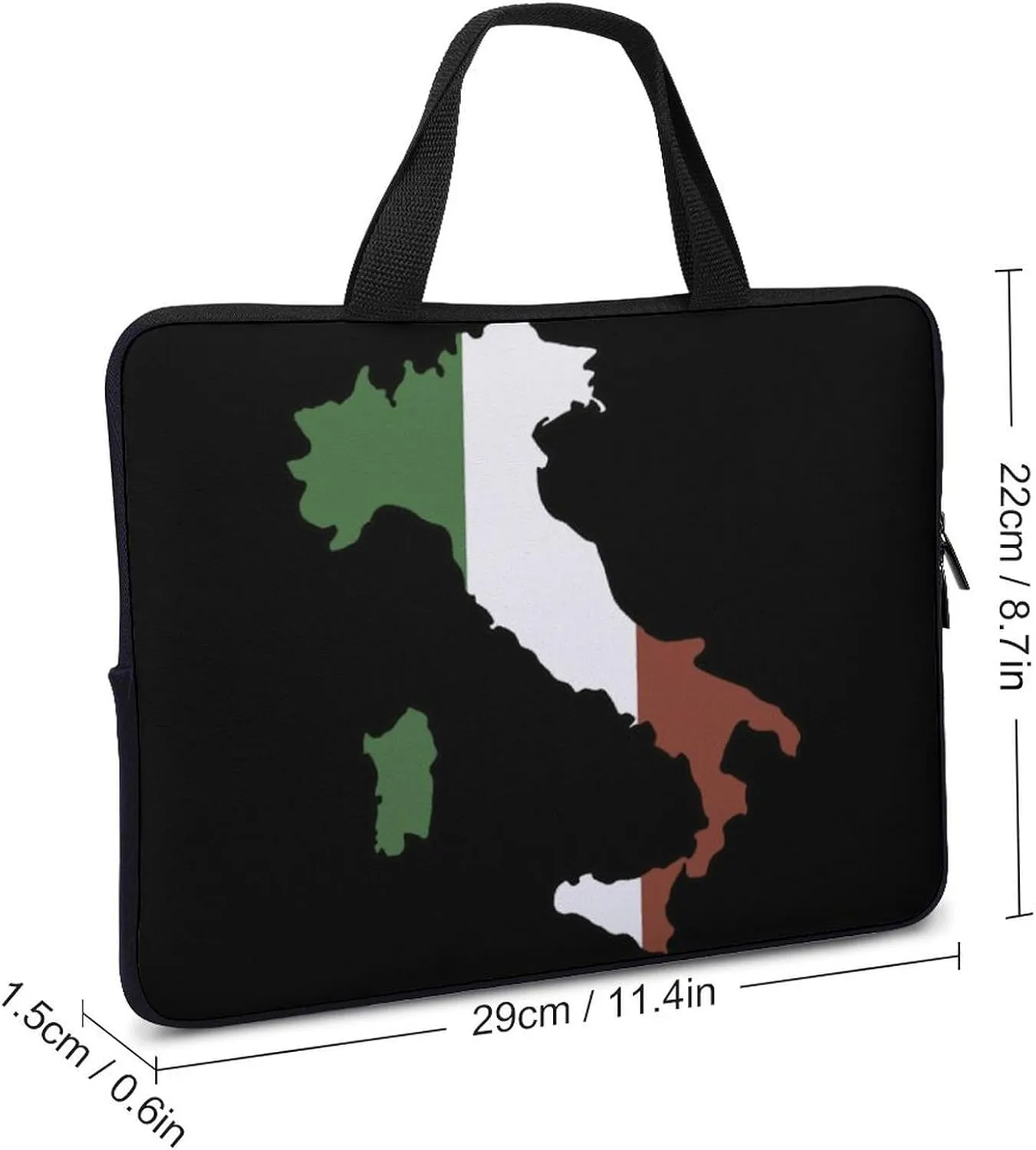 Italy Map Flag Laptop Sleeve Bag Computer Protective Carrying Case Cover with Handle for Travel Work 10inch