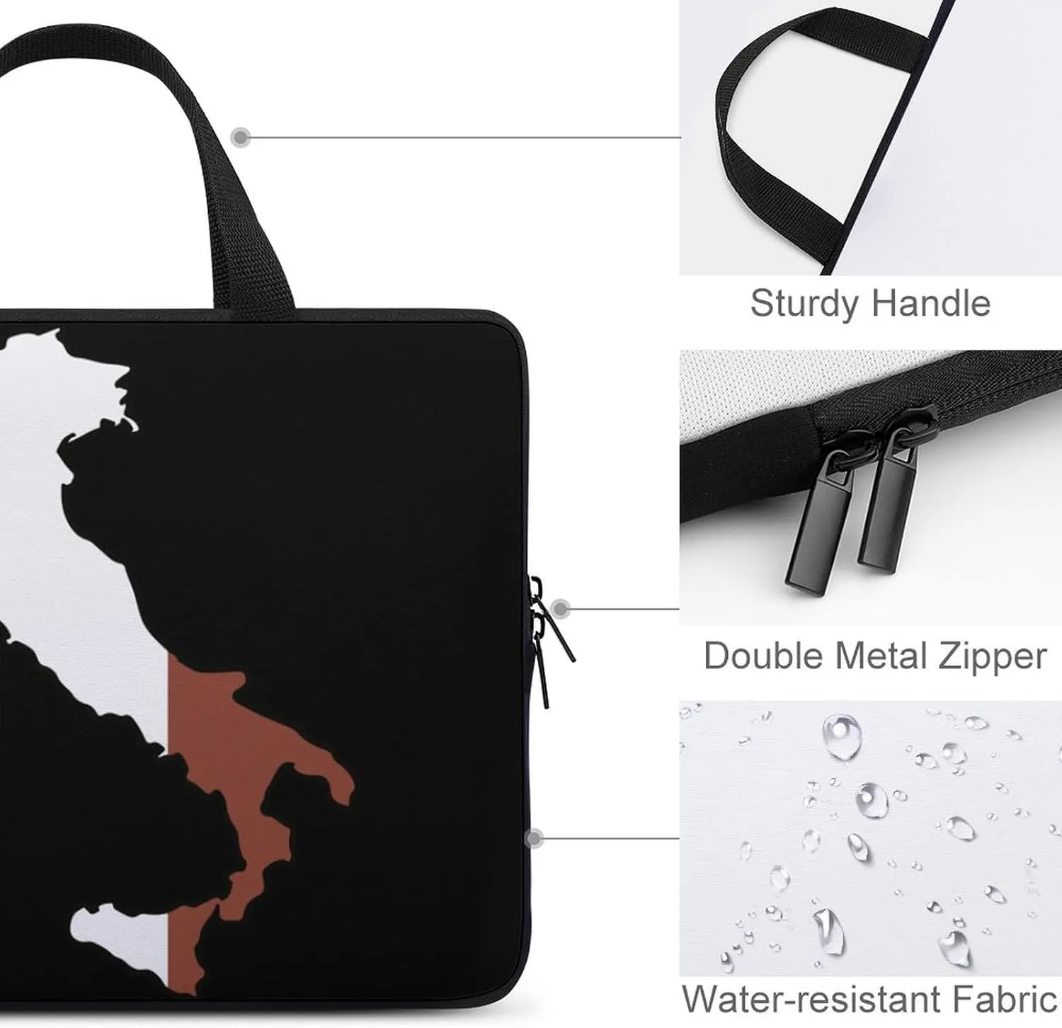 Italy Map Flag Laptop Sleeve Bag Computer Protective Carrying Case Cover with Handle for Travel Work 10inch