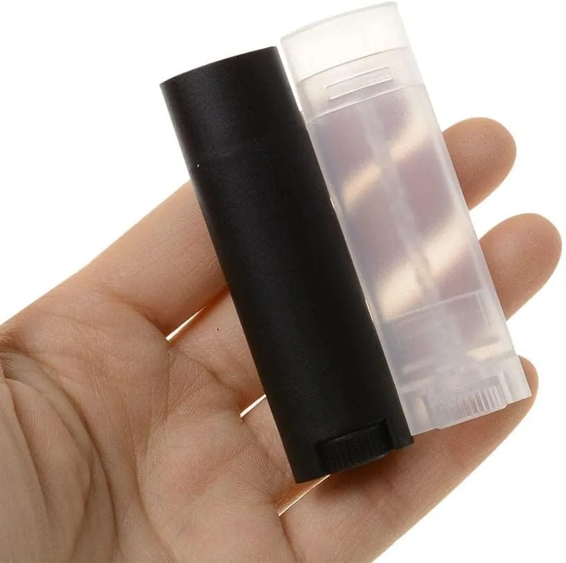 IUAQDP 50 Pieces Oval Lip Balm Tube Holder Empty Clear Lipstick Container, Refillable Plastic Lip Gloss Pipe Bottle with Twist Bottom & Top Cap for DIY Make Up Lotion Stick Balm Bar, 4.5ml/0.15oz
