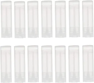 IUAQDP 50 Pieces Oval Lip Balm Tube Holder Empty Clear Lipstick Container, Refillable Plastic Lip Gloss Pipe Bottle with Twist Bottom & Top Cap for DIY Make Up Lotion Stick Balm Bar, 4.5ml/0.15oz