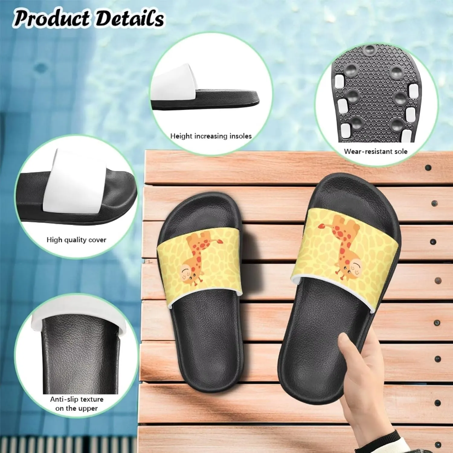 Jeiento Cartoon Slides for Kids Non-Slip Summer Slippers Lightweight Children Sandals for Beach, Pool, Shower,Rabbit Holiday Shoes