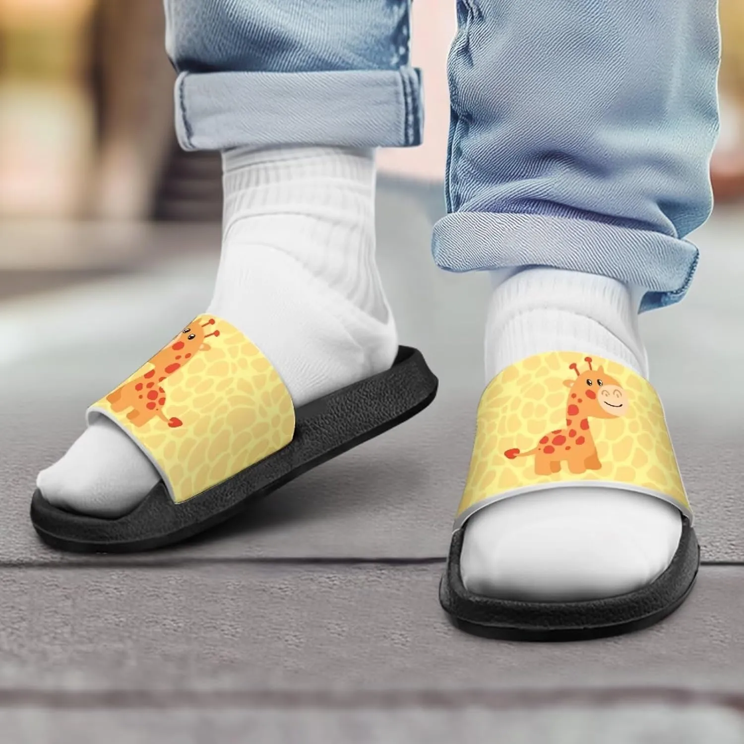 Jeiento Cartoon Slides for Kids Non-Slip Summer Slippers Lightweight Children Sandals for Beach, Pool, Shower,Rabbit Holiday Shoes