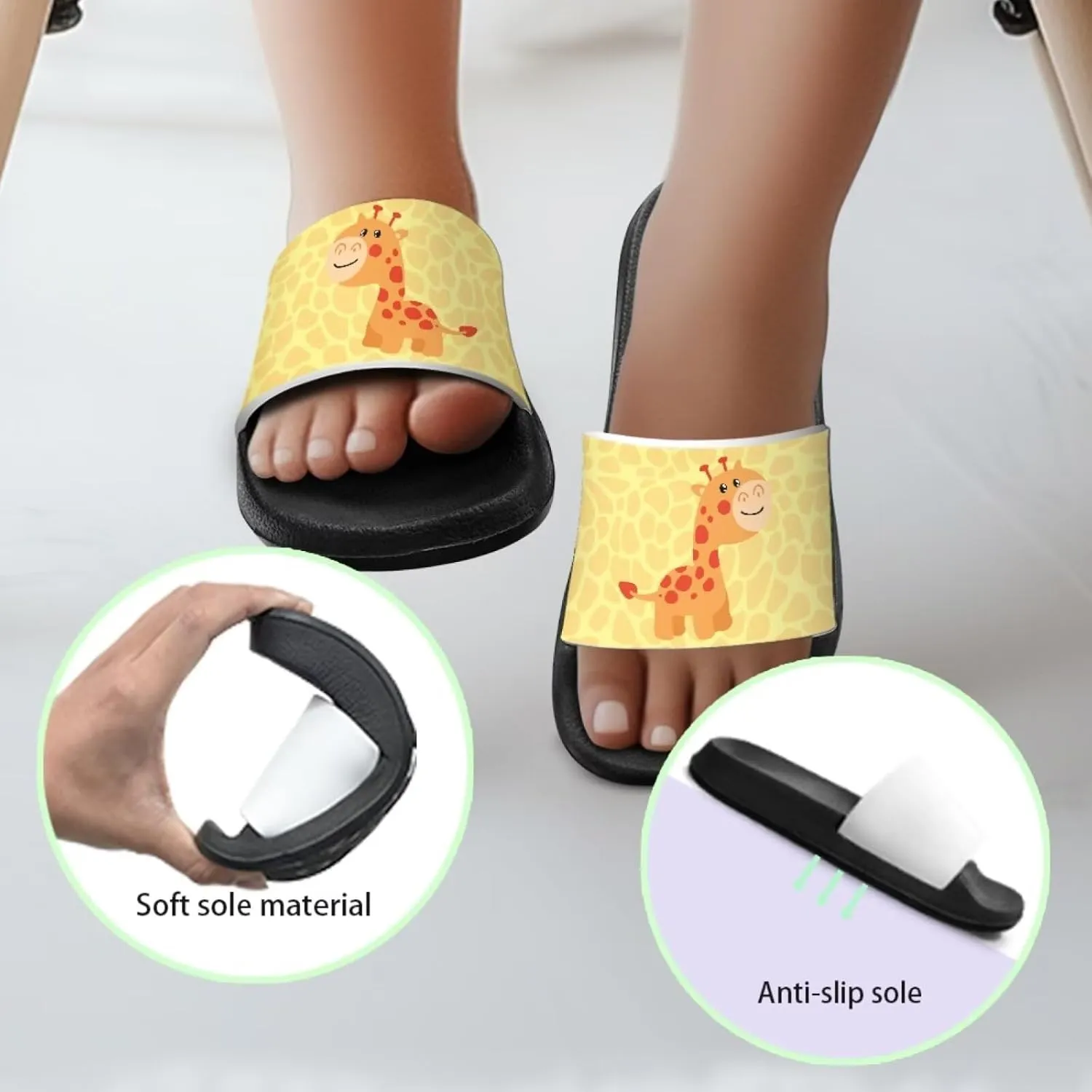 Jeiento Cartoon Slides for Kids Non-Slip Summer Slippers Lightweight Children Sandals for Beach, Pool, Shower,Rabbit Holiday Shoes
