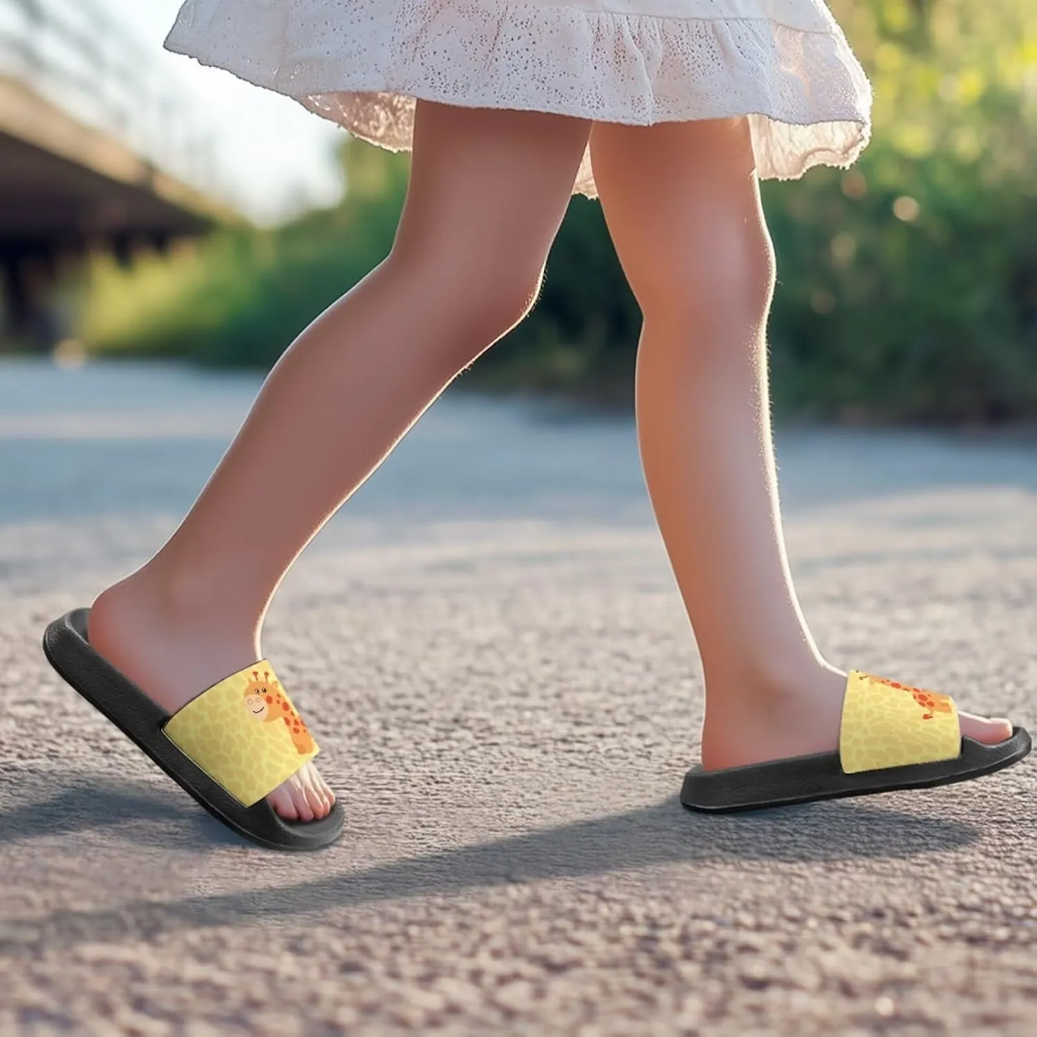 Jeiento Cartoon Slides for Kids Non-Slip Summer Slippers Lightweight Children Sandals for Beach, Pool, Shower,Rabbit Holiday Shoes