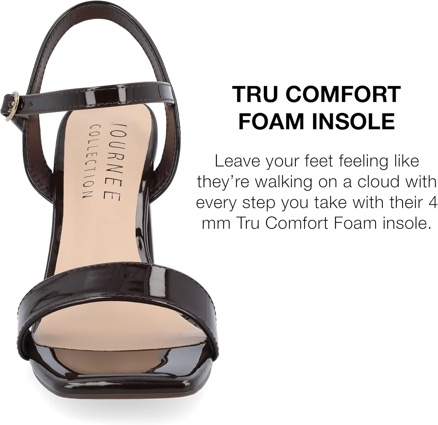 Journee Womens Open Square Toe Band Chunky Block Heel Buckle Ankle Strap Pump Padded Tivona Dress Sandal