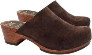 Kiara Shoes Classic Dutch Clogs - Brown Suede | Made in Italy - MY573 CAM Marrone