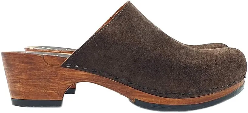 Kiara Shoes Classic Dutch Clogs - Brown Suede | Made in Italy - MY573 CAM Marrone