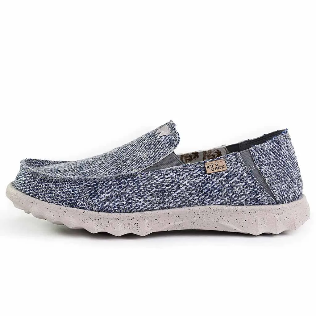 KickBack Couch Classic Men's Lightweight Carpet Bag Weave Slip On Shoe Blue Grey