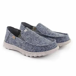 KickBack Couch Classic Men's Lightweight Carpet Bag Weave Slip On Shoe Blue Grey