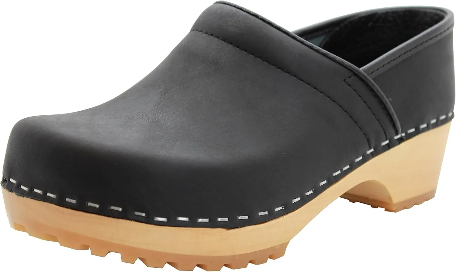 KLÄGN Tindra Wood Closed Back Grippy Leather Clogs