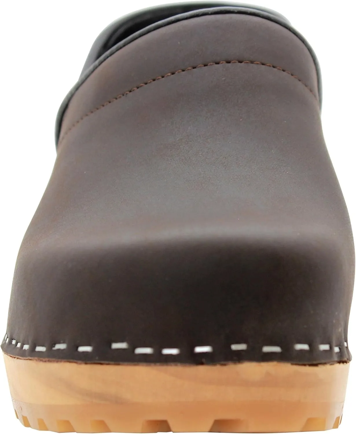 KLÄGN Tindra Wood Closed Back Grippy Leather Clogs