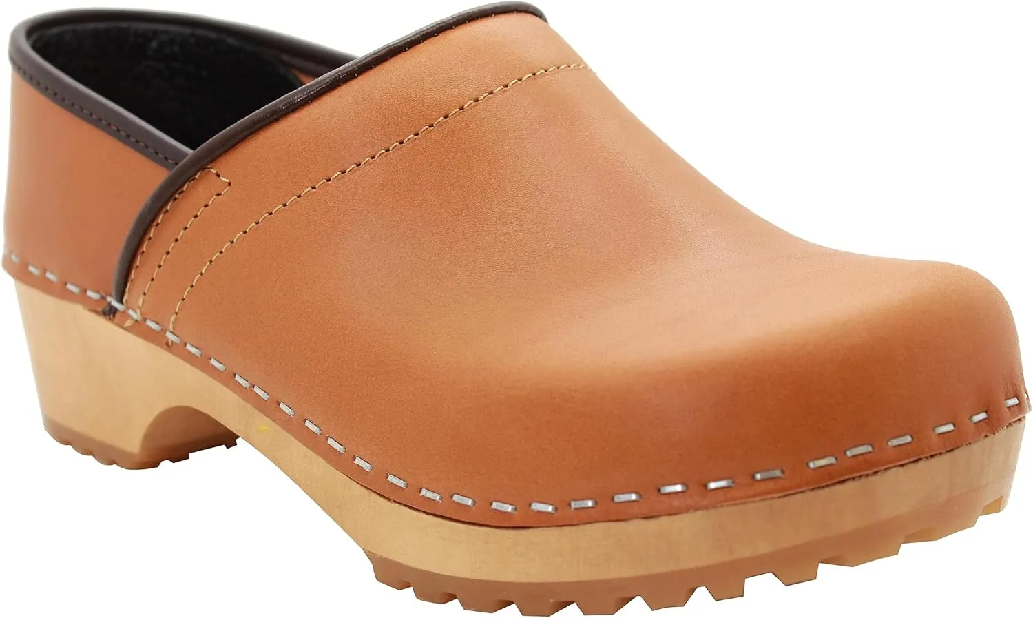 KLÄGN Tindra Wood Closed Back Grippy Leather Clogs