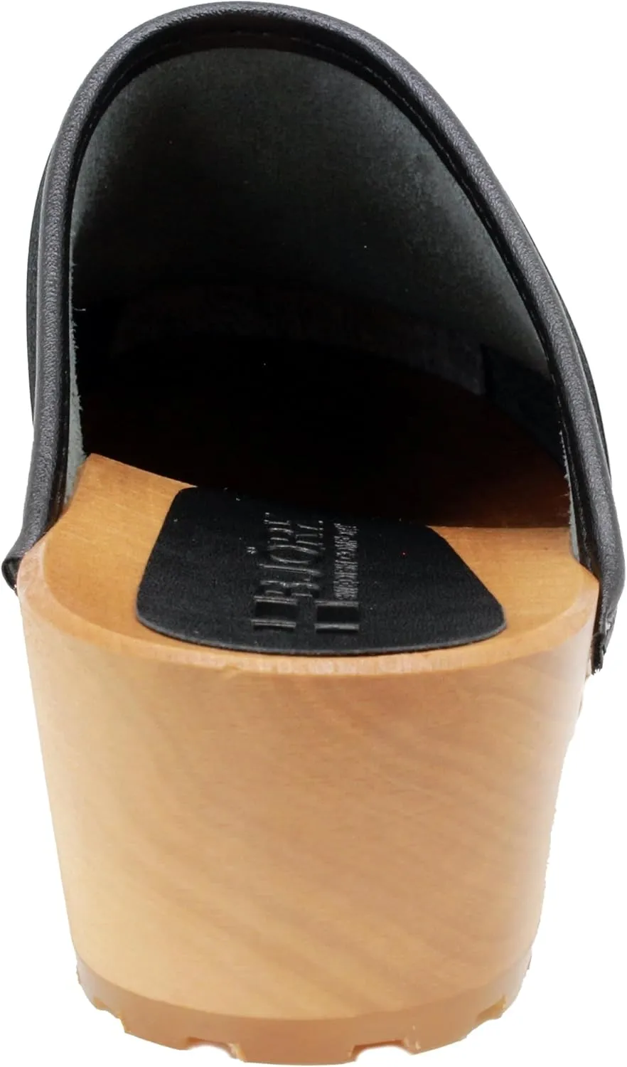KLÄGN Tuva Wood Open Back Grippy Leather Clogs