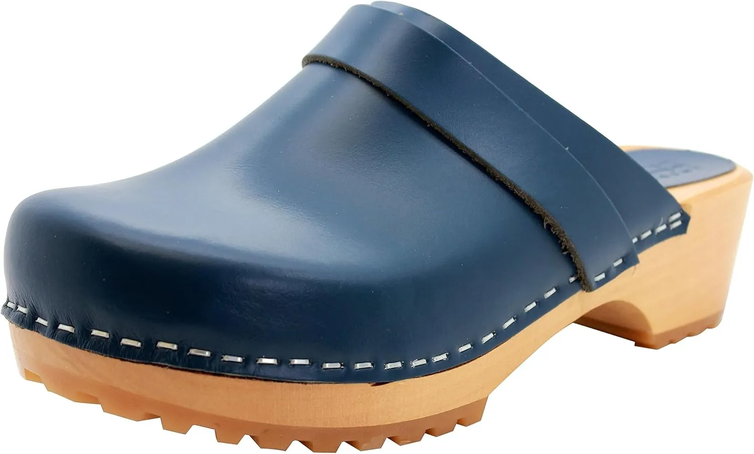 KLÄGN Tuva Wood Open Back Grippy Leather Clogs