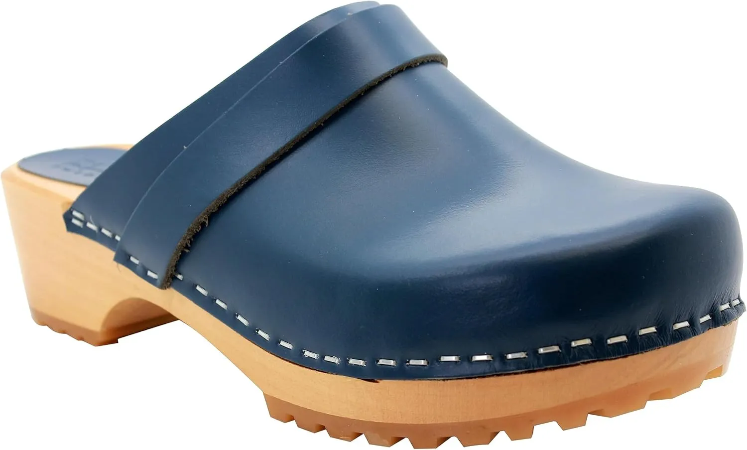 KLÄGN Tuva Wood Open Back Grippy Leather Clogs