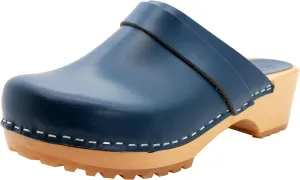 KLÄGN Tuva Wood Open Back Grippy Leather Clogs