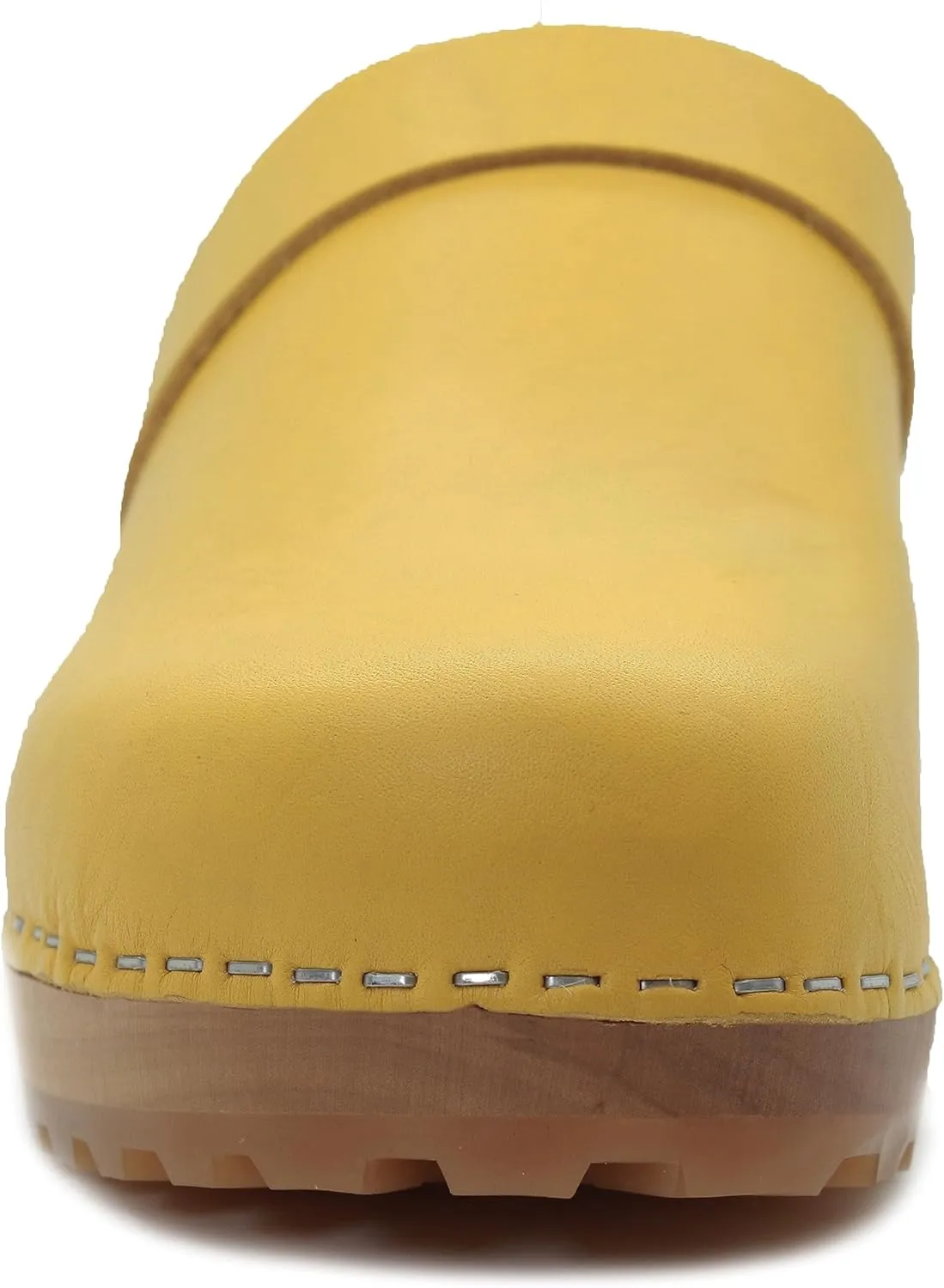 KLÄGN Tuva Wood Open Back Grippy Leather Clogs