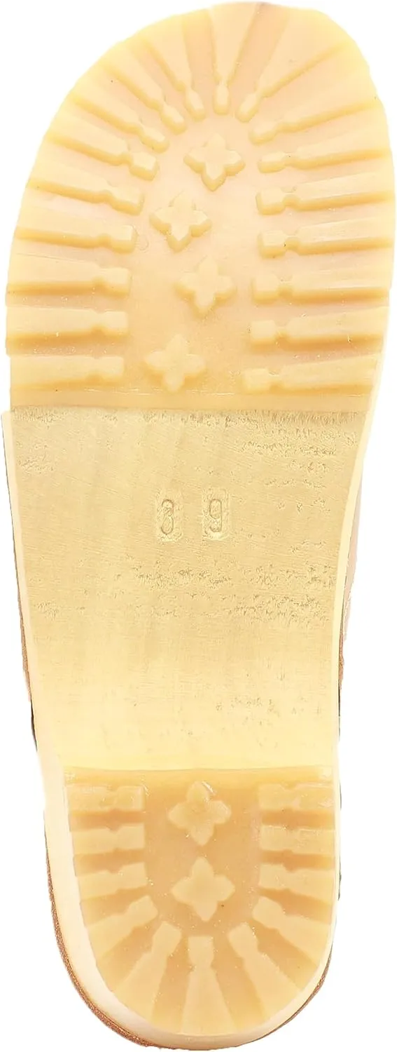 KLÄGN Tuva Wood Open Back Grippy Leather Clogs