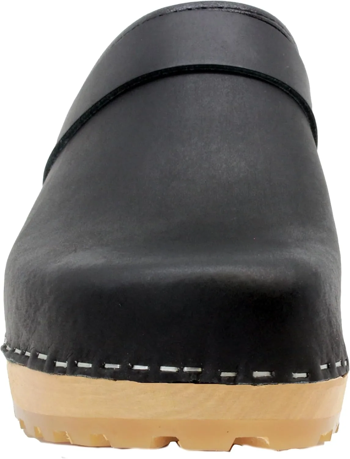 KLÄGN Tuva Wood Open Back Grippy Leather Clogs