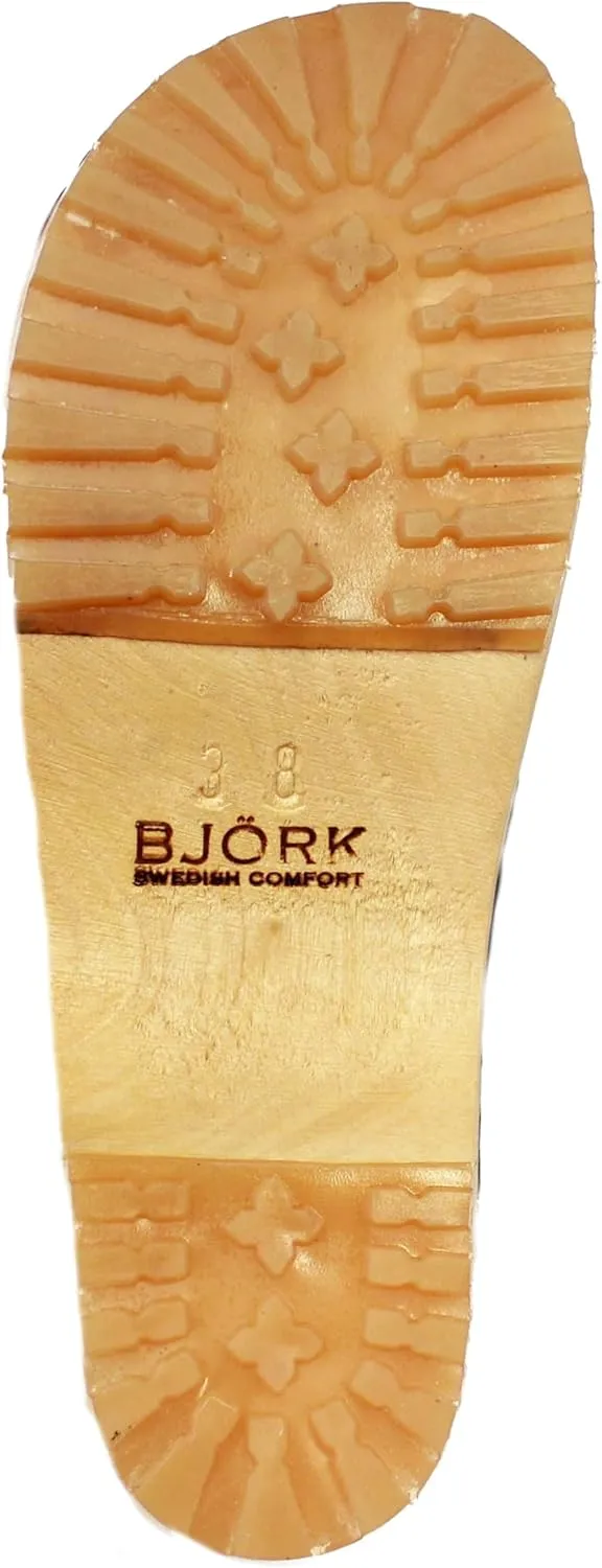 KLÄGN Tuva Wood Open Back Grippy Leather Clogs