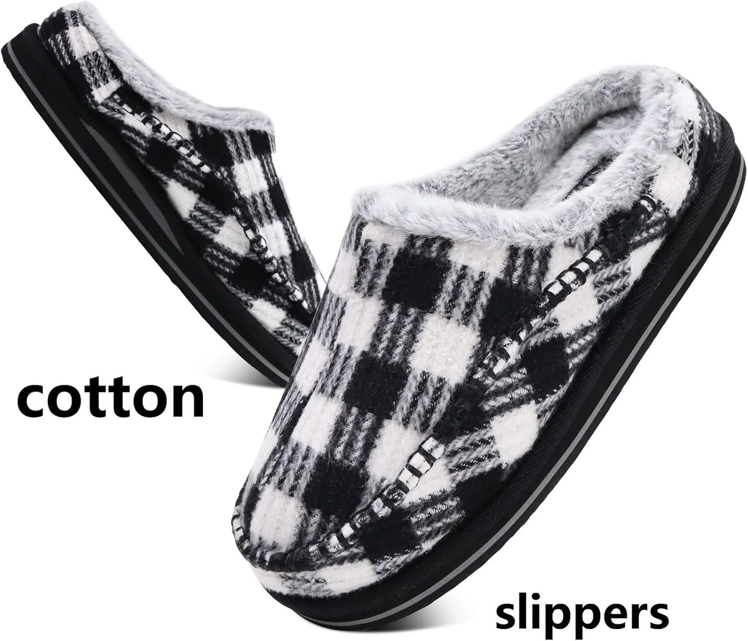 KuaiLu Mens Clog Slippers with Arch Support Suede Faux Fur Memory Foam Warm House Shoes Comfortable Slip-on Mans Bedroom Indoor Outdoor Slippers Rubber Sole Size 7-16